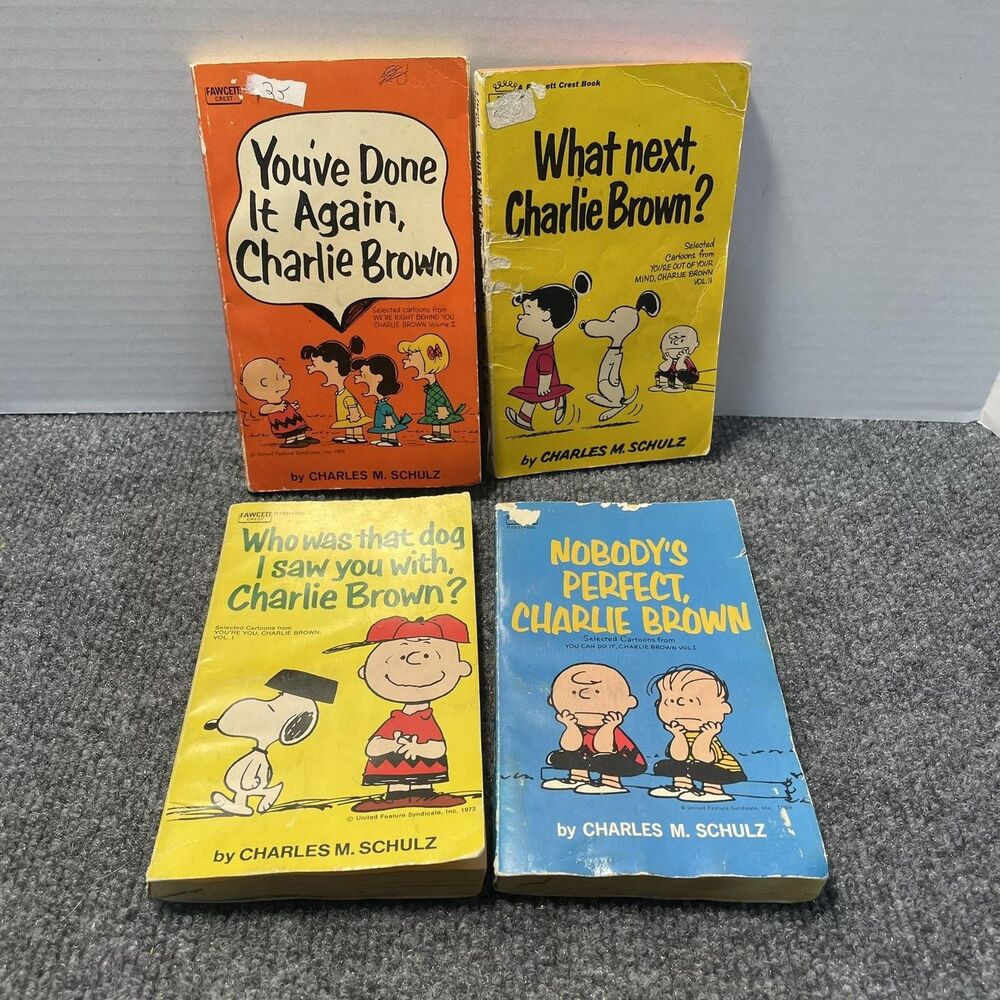 Vintage Peanuts Books Set Charles M Schulz Snoopy Comic Strips Softcover Fawcett
